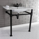 Monarch 37-Inch Ceramic Console Sink with Stainless Steel Legs (4-Inch, 3-Hole)