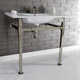Monarch 37-Inch Ceramic Console Sink with Stainless Steel Legs (4-Inch, 3-Hole)
