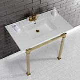 Monarch 37-Inch Ceramic Console Sink with Stainless Steel Legs (4-Inch, 3-Hole)