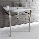 Dreyfuss 37-Inch Ceramic Console Sink with Stainless Steel Legs (1-Hole)
