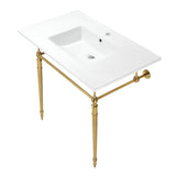 Edwardian 37-Inch Ceramic Console Sink with Brass Legs (1-Hole)