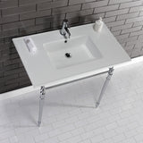 Edwardian 37-Inch Ceramic Console Sink with Brass Legs (1-Hole)