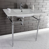 Edwardian 37-Inch Ceramic Console Sink with Brass Legs (1-Hole)