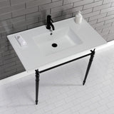 Edwardian 37-Inch Ceramic Console Sink with Brass Legs (1-Hole)