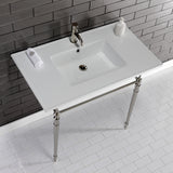 Edwardian 37-Inch Ceramic Console Sink with Brass Legs (1-Hole)
