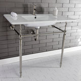 Edwardian 37-Inch Ceramic Console Sink with Brass Legs (1-Hole)