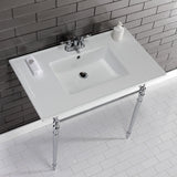 Edwardian 37-Inch Ceramic Console Sink with Brass Legs (4-Inch, 3-Hole)