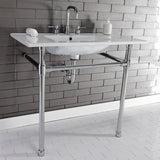 Dreyfuss 37-Inch Ceramic Console Sink with Stainless Steel Legs (8-Inch, 3-Hole)