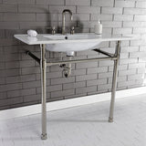 Dreyfuss 37-Inch Ceramic Console Sink with Stainless Steel Legs (8-Inch, 3-Hole)