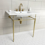 Edwardian 37-Inch Ceramic Console Sink with Brass Legs (8-Inch, 3-Hole)