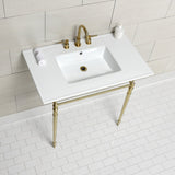 Edwardian 37-Inch Ceramic Console Sink with Brass Legs (8-Inch, 3-Hole)