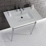 Edwardian 37-Inch Ceramic Console Sink with Brass Legs (8-Inch, 3-Hole)