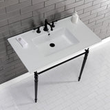 Edwardian 37-Inch Ceramic Console Sink with Brass Legs (8-Inch, 3-Hole)