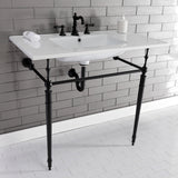 Edwardian 37-Inch Ceramic Console Sink with Brass Legs (8-Inch, 3-Hole)