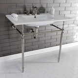 Edwardian 37-Inch Ceramic Console Sink with Brass Legs (8-Inch, 3-Hole)