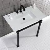 Monarch 37-Inch Ceramic Console Sink with Stainless Steel Legs (8-Inch, 3-Hole)