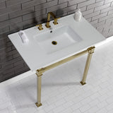 Monarch 37-Inch Ceramic Console Sink with Stainless Steel Legs (8-Inch, 3-Hole)