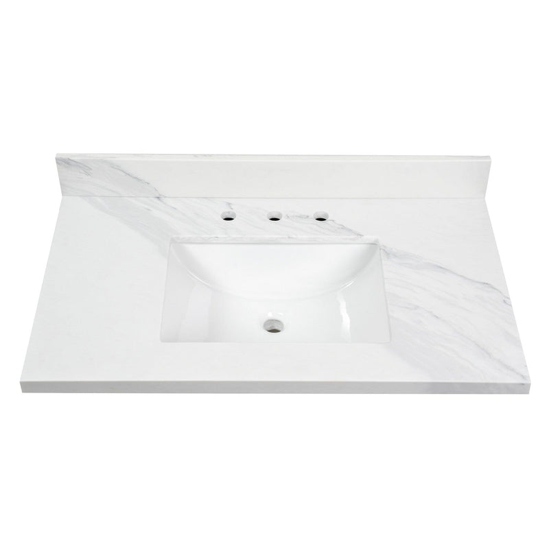 Mayorca 37-Inch Quartz Vanity Top (8" Faucet Drillings)