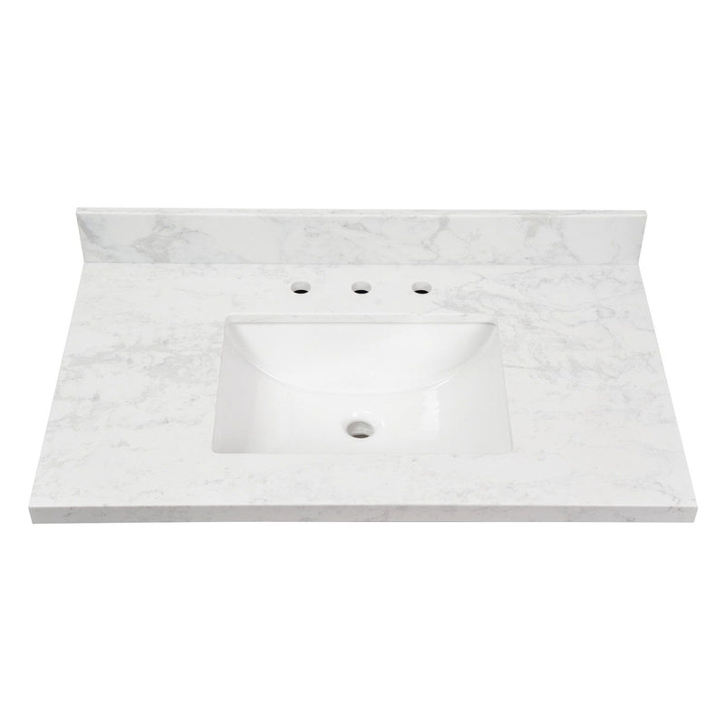 Ferrara 37-Inch Quartz Vanity Top (8" Faucet Drillings)