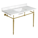 Mayorca 49-Inch Carrara Quartz Console Sink with Brass Legs (8-Inch, 3-Hole)