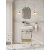 Edwardian 20-Inch Ceramic Console Sink with Brass Legs and Shelf (1-Hole)