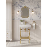 Edwardian 20-Inch Ceramic Console Sink with Brass Legs and Shelf (1-Hole)