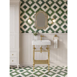 Edwardian 20-Inch Ceramic Console Sink with Brass Legs and Shelf (1-Hole)