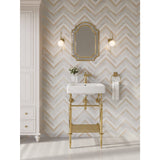 Edwardian 20-Inch Ceramic Console Sink with Brass Legs and Shelf (1-Hole)