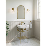 Edwardian 20-Inch Ceramic Console Sink with Brass Legs and Shelf (1-Hole)