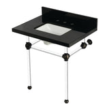 Templeton 30-Inch Black Granite Console Sink with Acrylic Legs (8-Inch, 3-Hole)