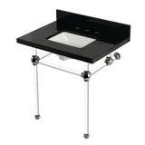 Templeton 30-Inch Black Granite Console Sink with Acrylic Legs