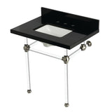 Templeton 30-Inch Black Granite Console Sink with Acrylic Legs (8-Inch, 3-Hole)