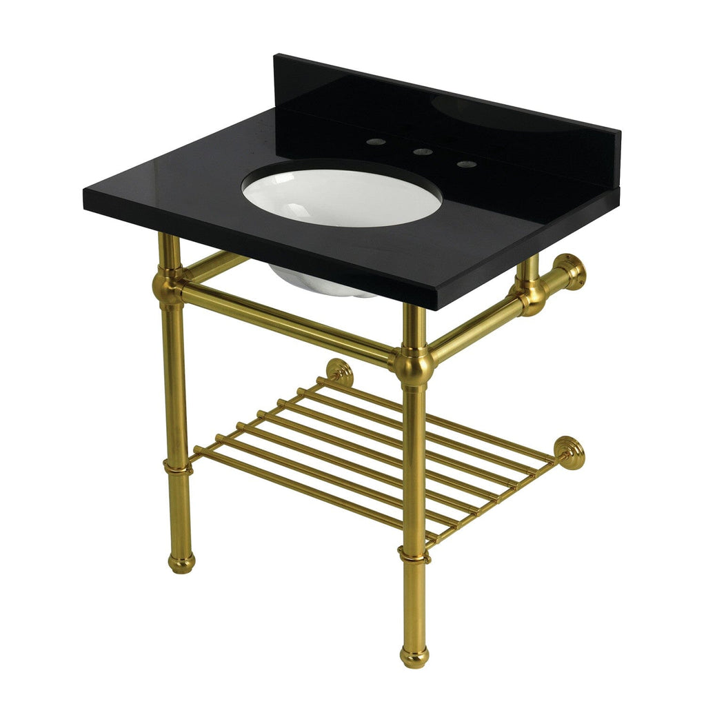 Templeton 30-Inch Console Sink with Brass Legs (8-Inch, 3 Hole)