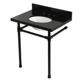 Dreyfuss 30-Inch Black Granite Console Sink with Stainless Steel Legs (8-Inch, 3-Hole)
