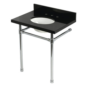 Dreyfuss 30-Inch Black Granite Console Sink with Stainless Steel Legs