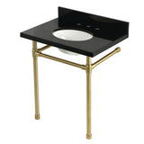 Dreyfuss 30-Inch Black Granite Console Sink with Stainless Steel Legs (8-Inch, 3-Hole)