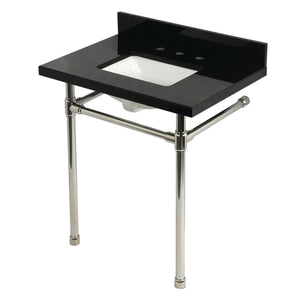 Dreyfuss 30-Inch Black Granite Console Sink with Stainless Steel Legs