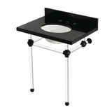 Templeton 30-Inch Black Granite Console Sink with Acrylic Legs (8-Inch, 3-Hole)