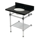 Templeton 30-Inch Black Granite Console Sink with Acrylic Legs and Shelf (8-Inch, 3-Hole)