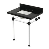 Templeton 30-Inch Black Granite Console Sink with Acrylic Legs (8-Inch, 3-Hole)