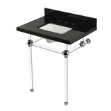 Templeton 30-Inch Black Granite Console Sink with Acrylic Legs (8-Inch, 3-Hole)