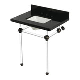 Templeton 30-Inch Black Granite Console Sink with Acrylic Legs (8-Inch, 3-Hole)