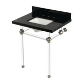 Templeton 30-Inch Black Granite Console Sink with Acrylic Legs (8-Inch, 3-Hole)