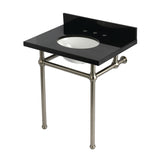 Templeton 30-Inch Black Granite Console Sink with Brass Legs (8-Inch, 3-Hole)