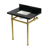 Templeton 30-Inch Black Granite Console Sink with Brass Legs (8-Inch, 3-Hole)