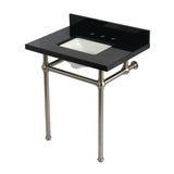 Templeton 30-Inch Black Granite Console Sink with Brass Legs (8-Inch, 3-Hole)