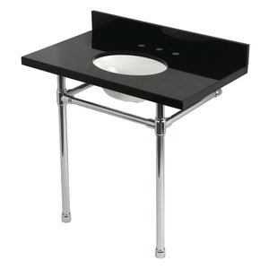 Dreyfuss 36-Inch Black Granite Console Sink with Stainless Steel Legs