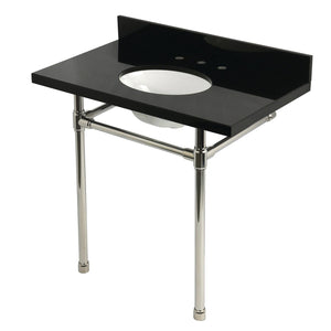 Dreyfuss 36-Inch Black Granite Console Sink with Stainless Steel Legs