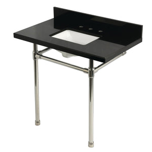 Dreyfuss 36-Inch Black Granite Console Sink with Stainless Steel Legs
