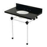 Templeton 36-Inch Black Granite Console Sink with Acrylic Legs (8-Inch, 3-Hole)